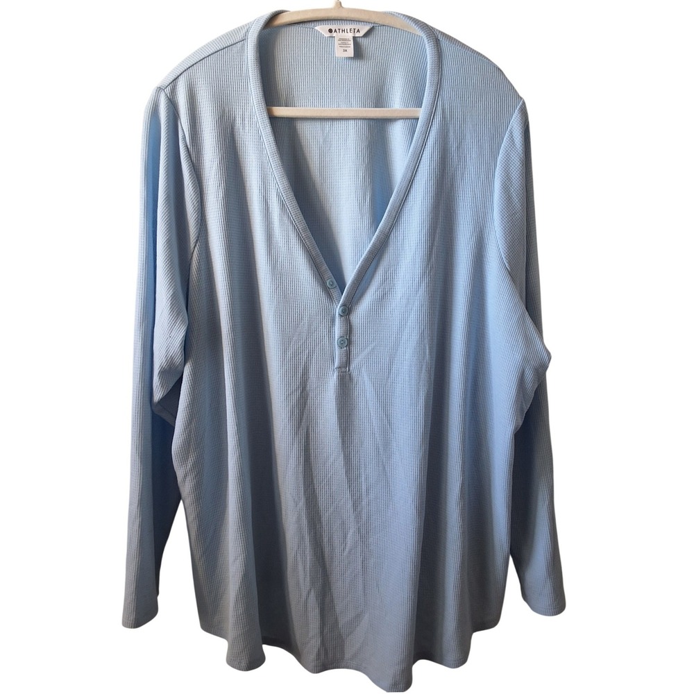 Athleta Nighttime Bliss Sleep Top 3X Waffle Knit Henley Pajama Shirt Loungewear